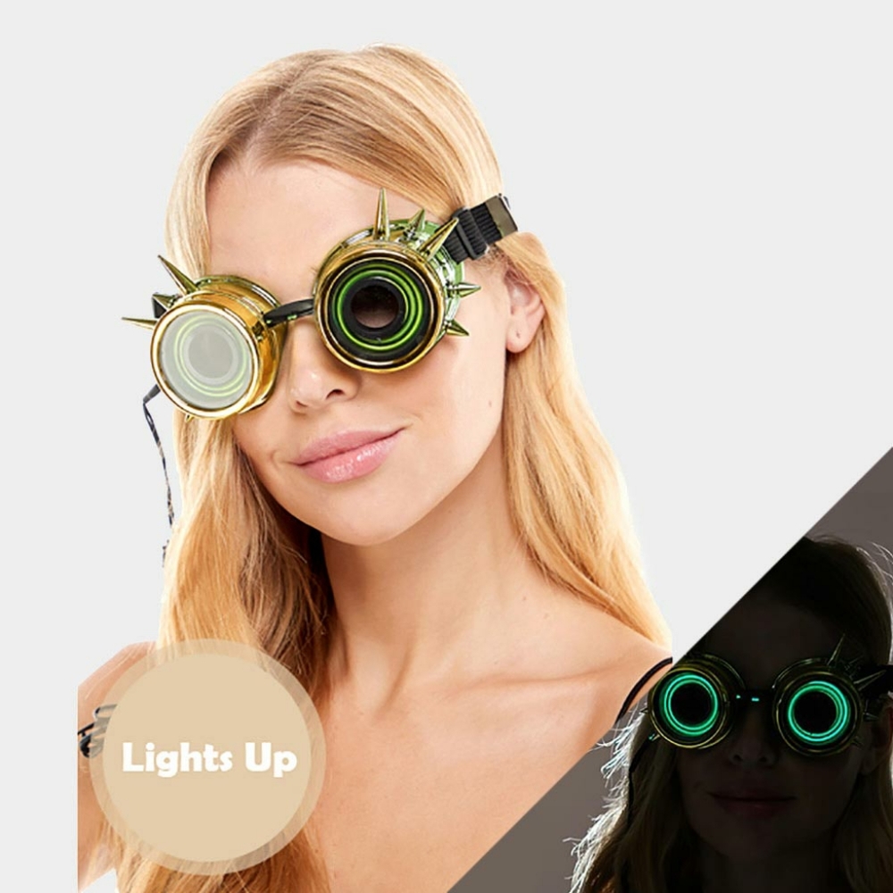 Neon Light Up Steampunk Elastic Goggles
